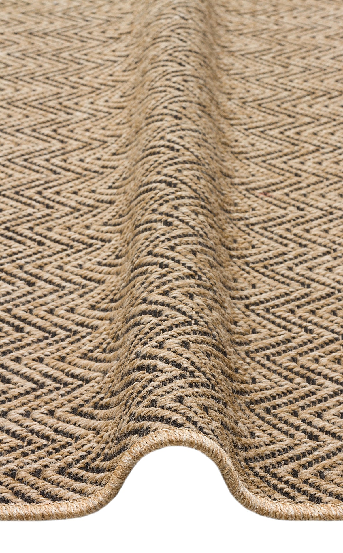 Sisal Halı görünümünde Halı Vagonu Zahara ZHR 02 Natural Black, polipropilen ve polyester malzemeden üretilmiş, şık ve dayanıklı.