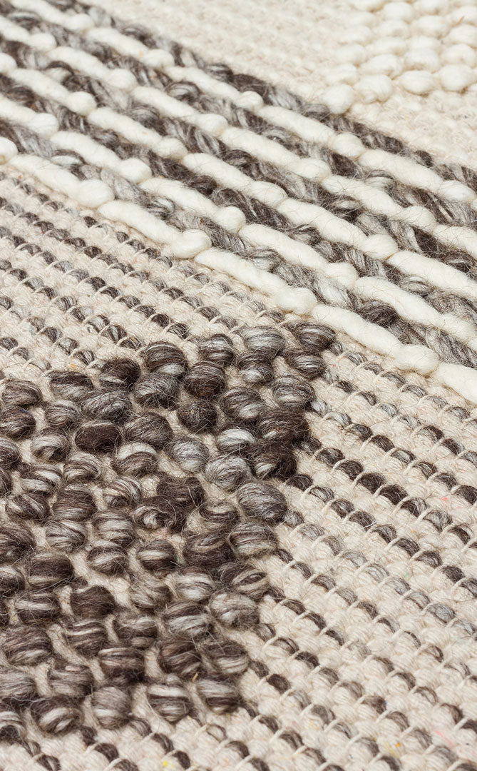 JADE JD 01 GREY Naturel Kazak Örgü Desenli El Dokuma Örgü Halı