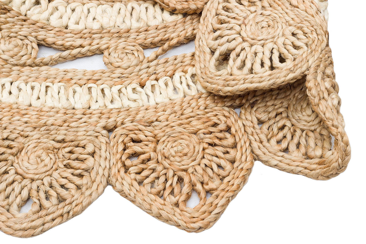 SOLO CA-105 Natural White XW Yuvarlak veya Oval El Dokuma Naturel Jüt Hasır Halı