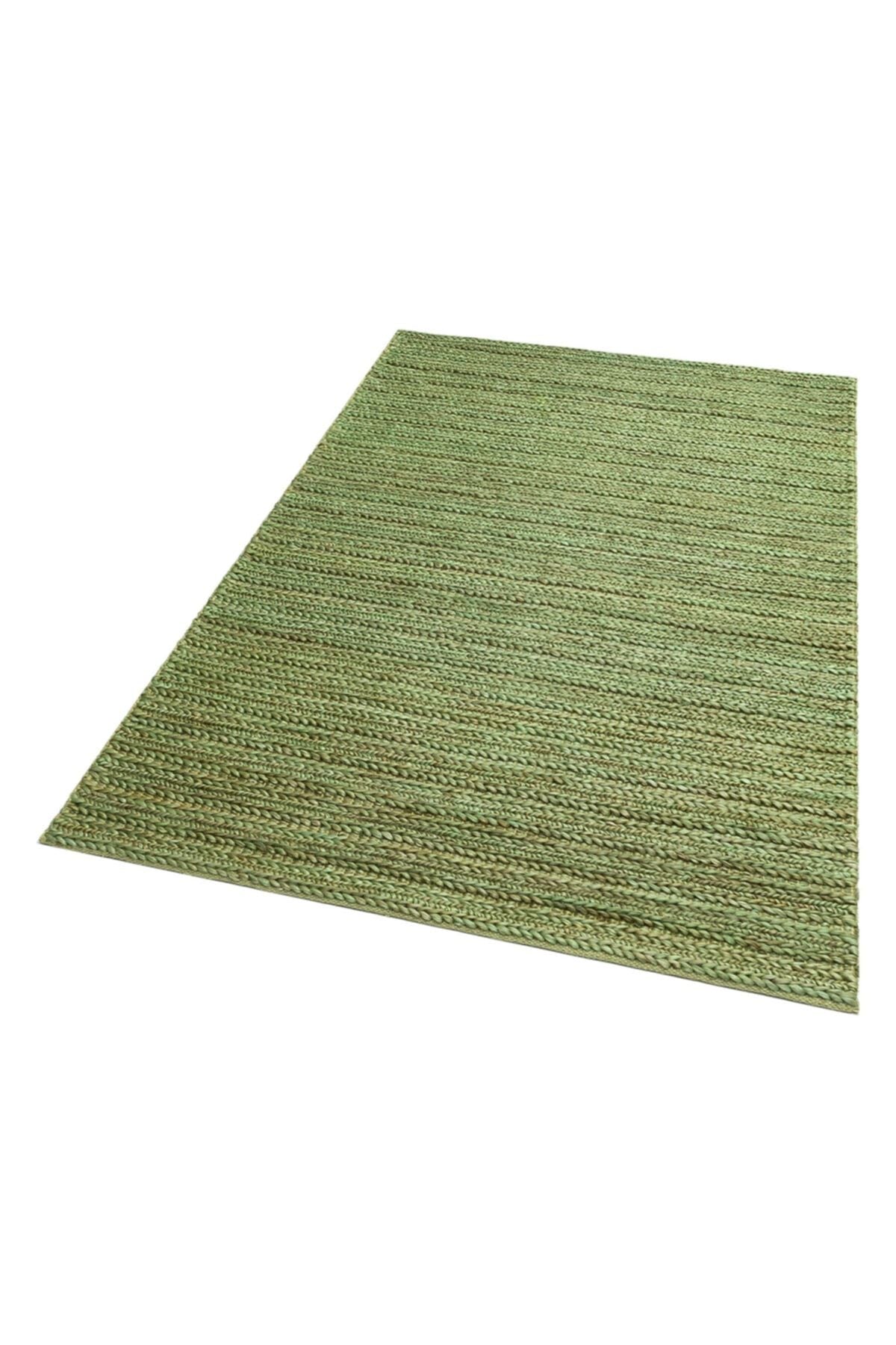 NETRA TRIPLE GREEN XW Farklı Örgü Dokusuna Sahip El Dokuma Naturel Jüt Hasır Halı