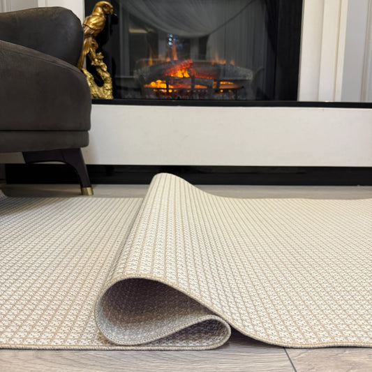 Halı Vagonu JS9902 Krem Bej Tonlarında Jüt Sisal Halı - Kaymaz ve Dayanıklı, Hav Yapmaz - HALI VAGONU