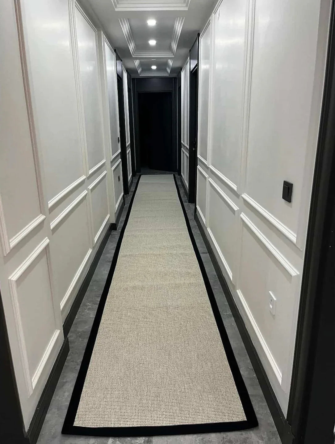 Himalaya Siyah Kumaş Bordürlü 664 Krem Sisal Halı - HVHB22 - HALI VAGONU