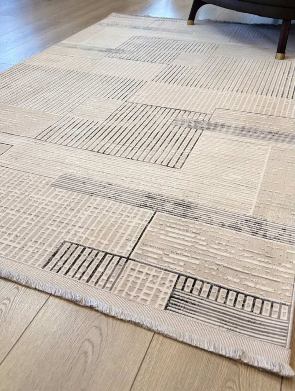 Halı Vagonu Zen Koleksiyonu ZEN06 Gri İnce Yıkanabilir Kaymaz Tabanlı Makine Halısı