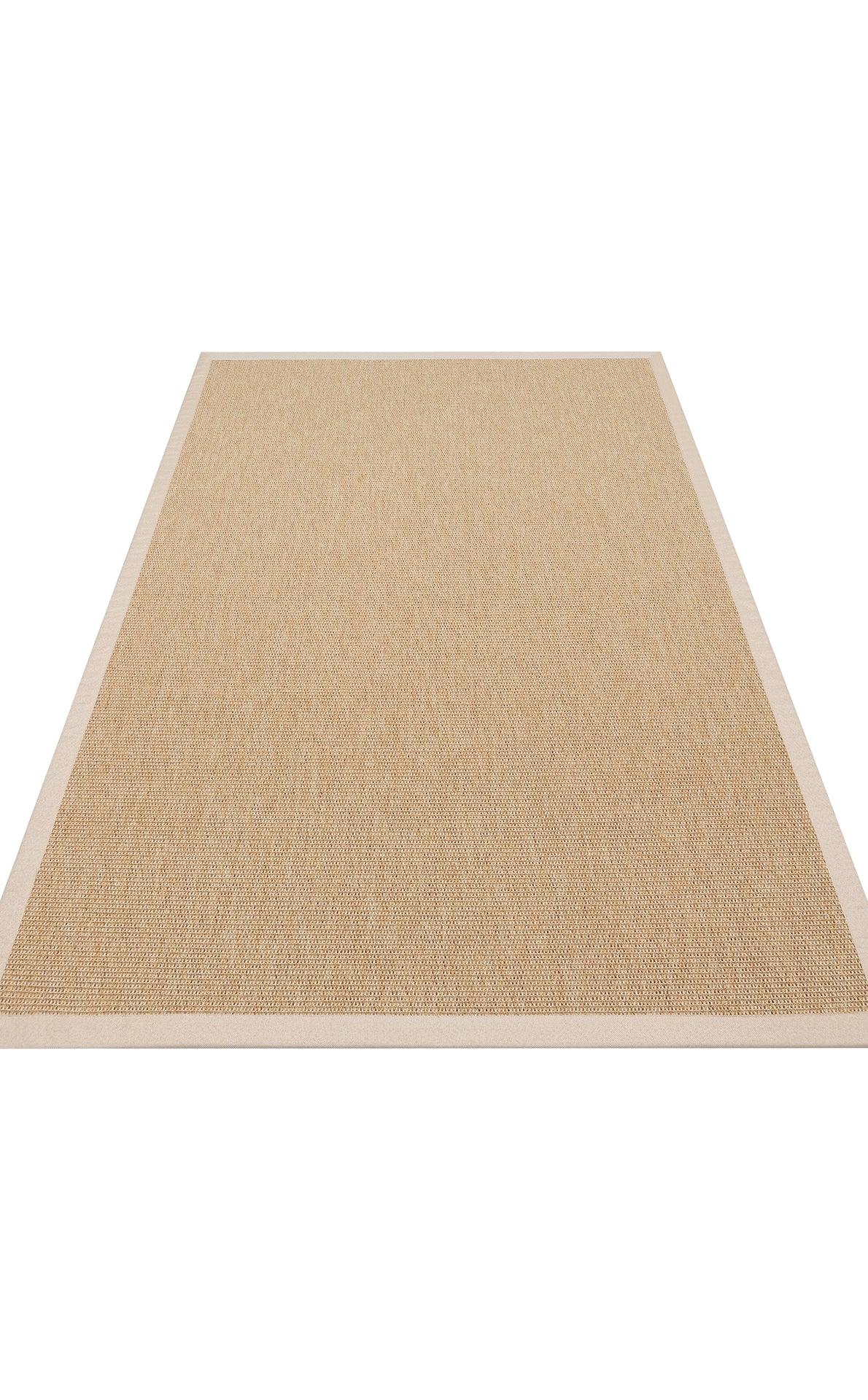 Krem Kumaş Bordürlü Bej Gold Sisal Halı - El Yapımı, Dayanıklı, Modern Tasarım - ZHR_2702_Gold_BRD_Beige - HALI VAGONU