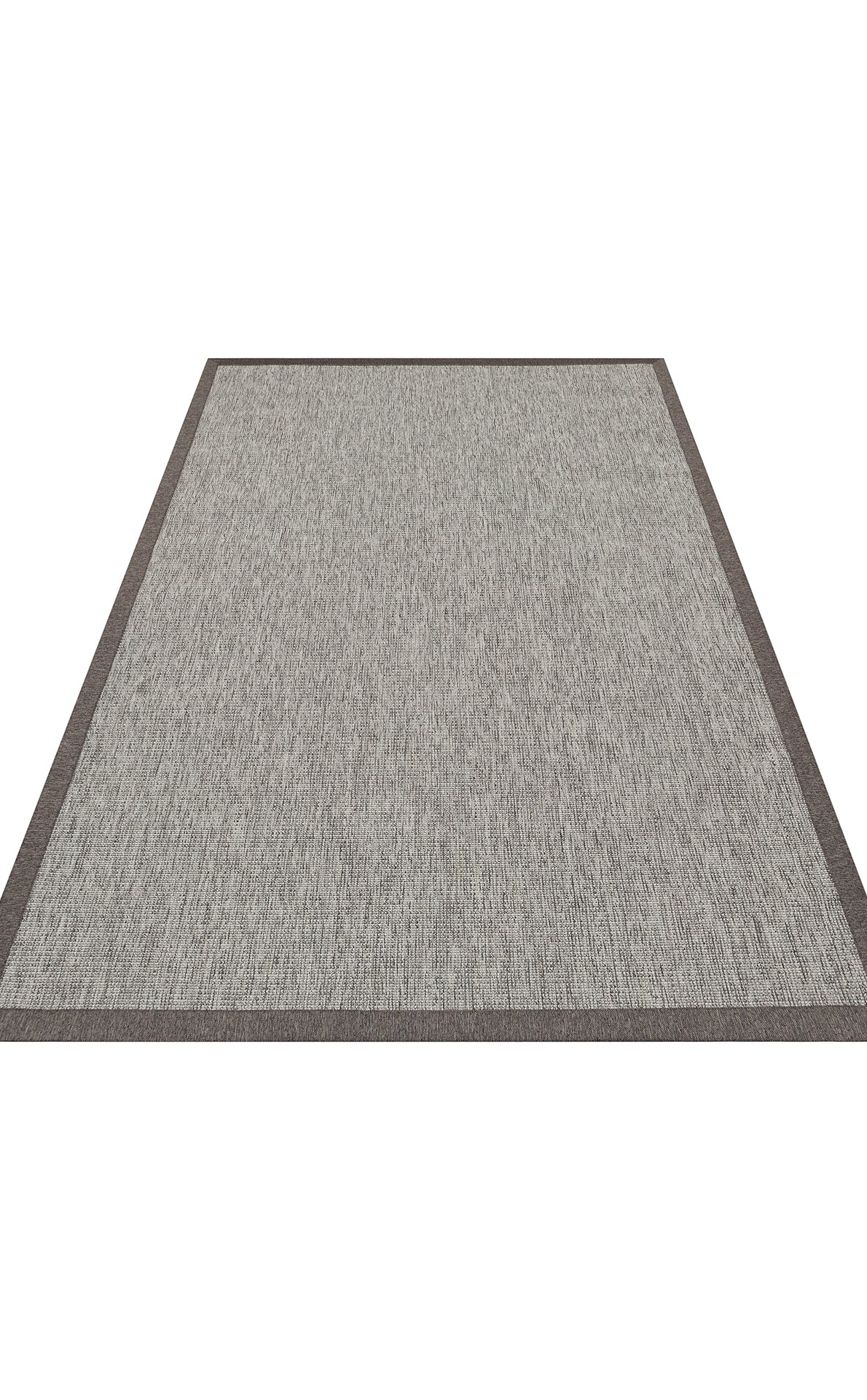 Kırçıllı Gri Kumaş Bordürlü Sisal Halı - El Yapımı, Dayanıklı, Modern Tasarım - ZHR_2705_Grey_BRD_Dark_Mix