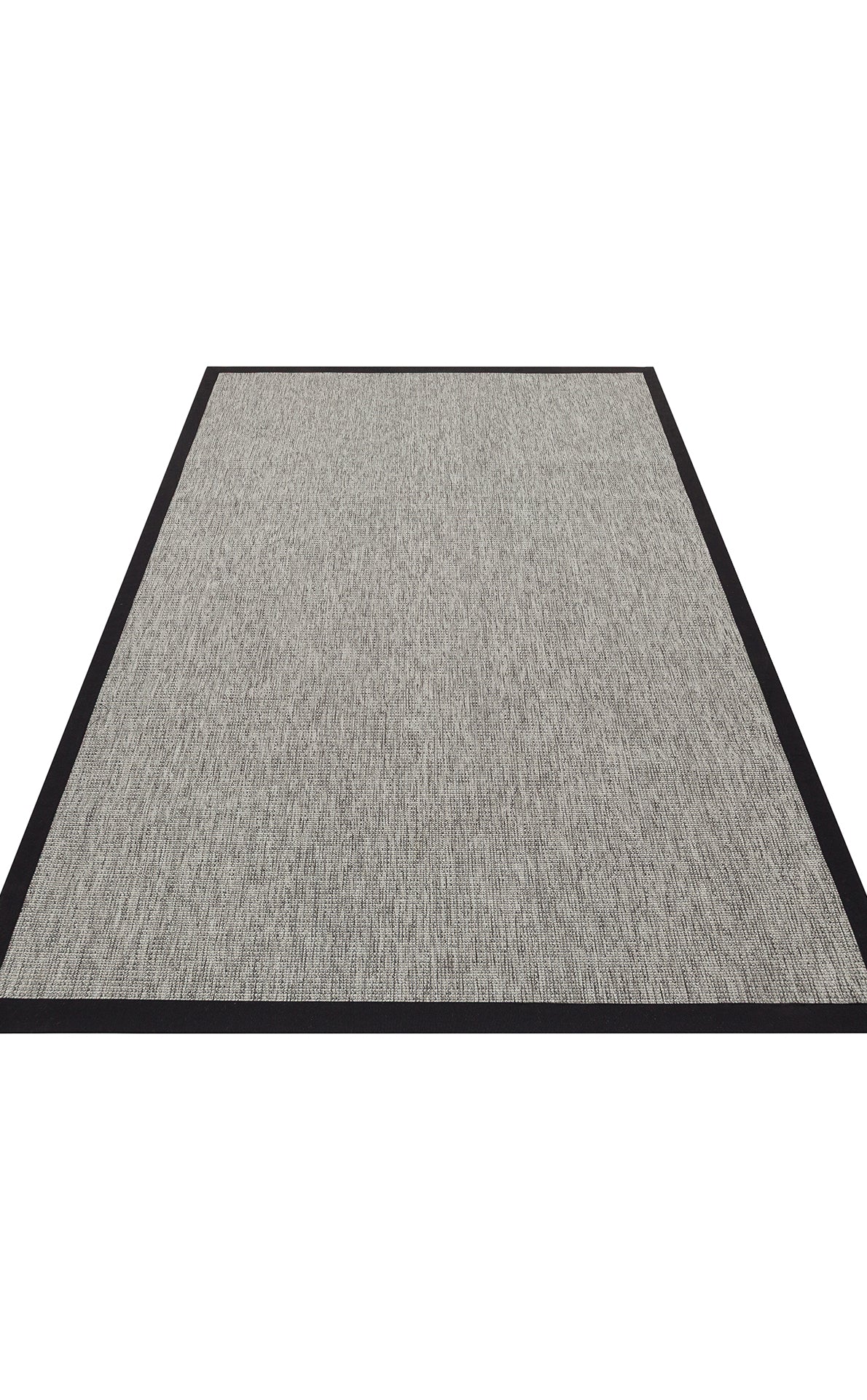 Siyah Kumaş Bordürlü Gri Sisal Halı - El Yapımı, Dayanıklı, Modern Tasarım - ZHR_2705_Grey_BRD_Black