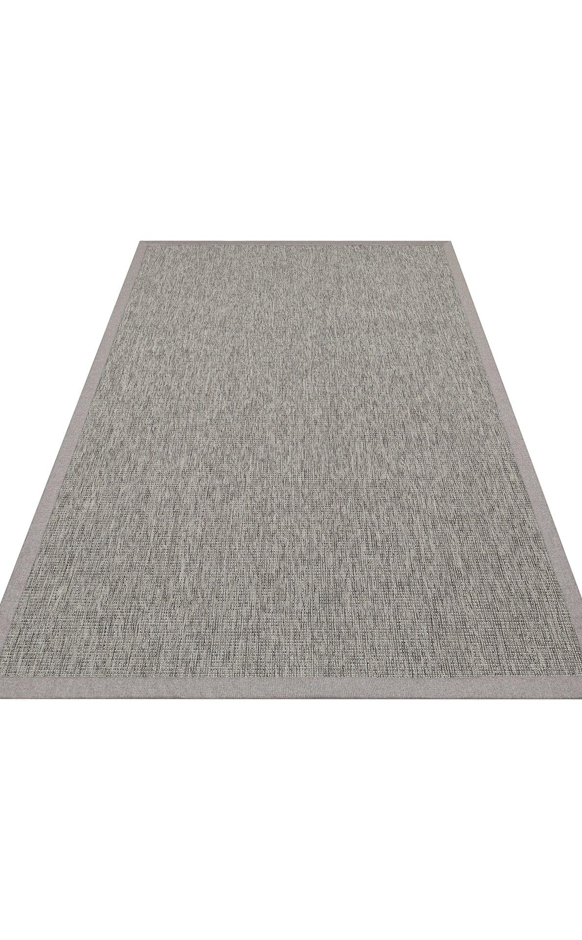 Gri Kumaş Bordürlü Sisal Halı - El Yapımı, Dayanıklı, Modern Tasarım - ZHR_2705_Grey_BRD_Grey - HALI VAGONU