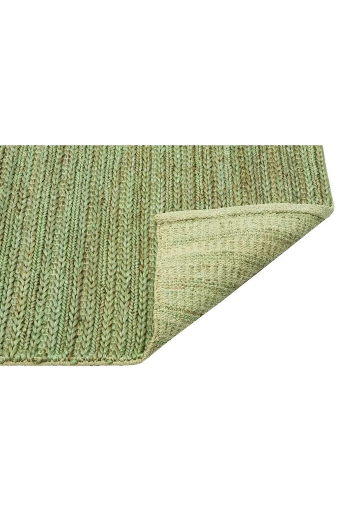 NETRA TRIPLE GREEN XW Farklı Örgü Dokusuna Sahip El Dokuma Naturel Jüt Hasır Halı - HALI VAGONU