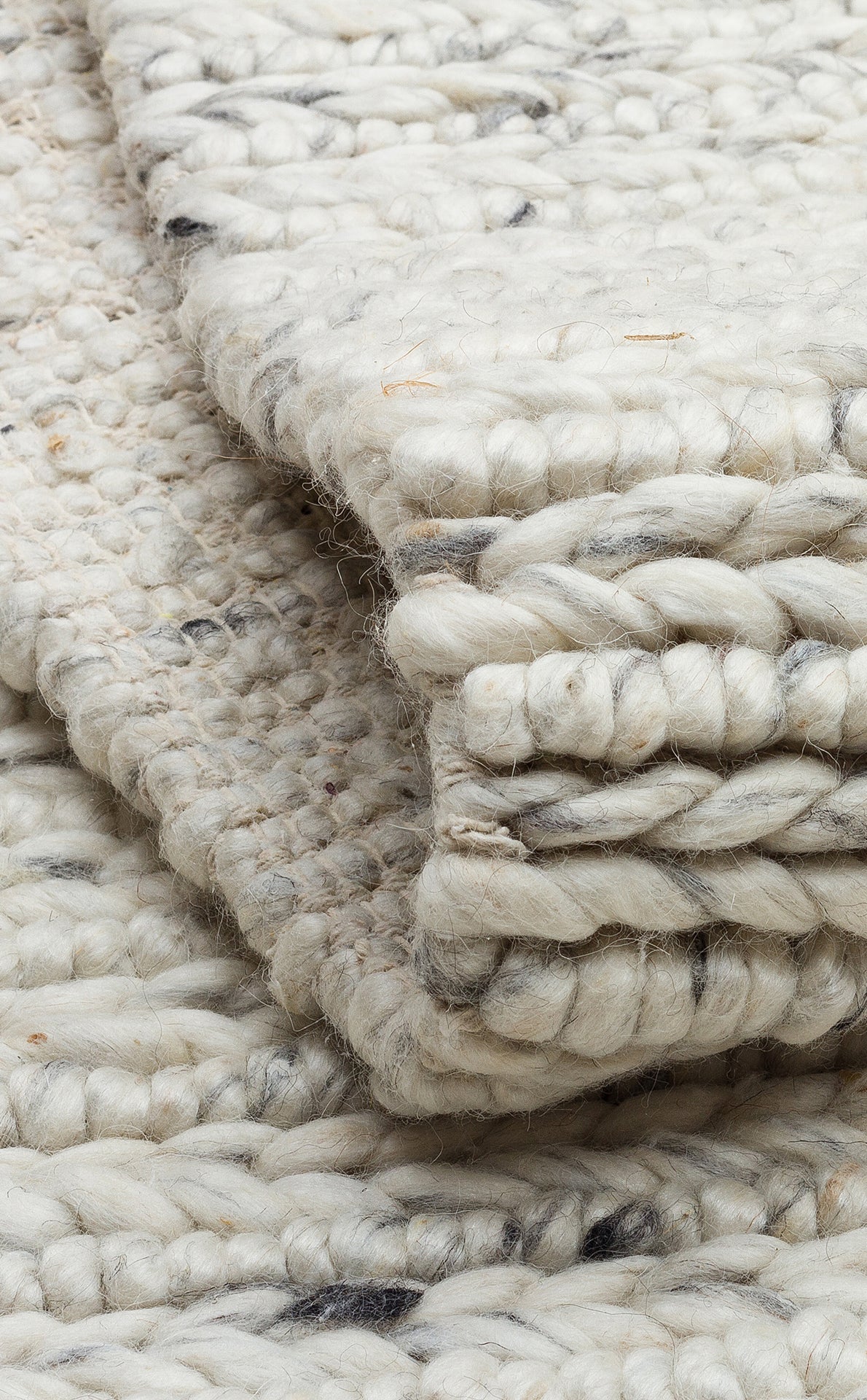 JADE LD 07 L.GREY Naturel Kazak Örgü Desenli El Dokuma Örgü Halı