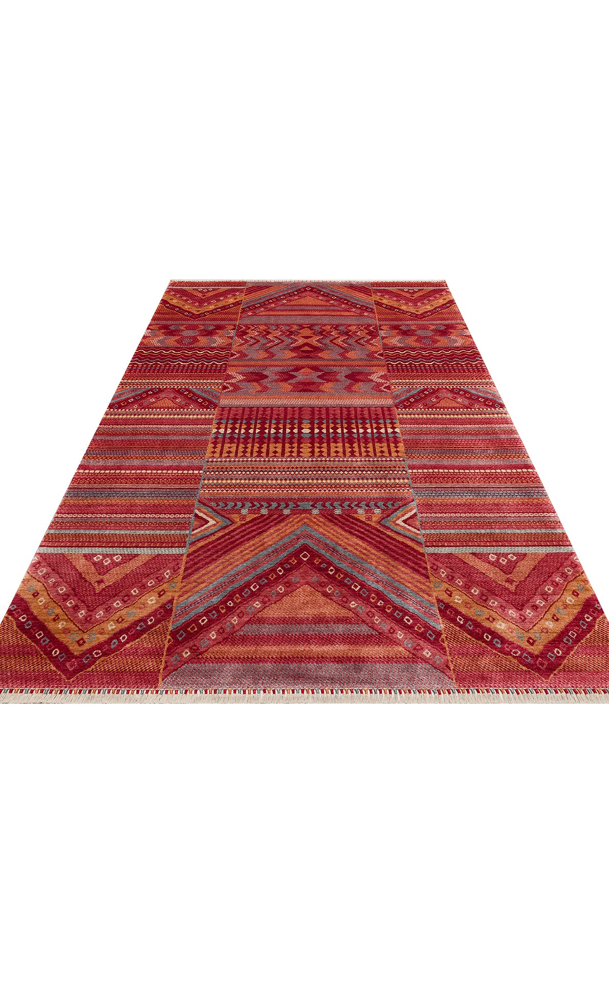 ZARA ZR 18 RED MULTY Otantik Desenli El Emeği İle Özel Tezgahlarda Üretilen Modern Uşak Halısı