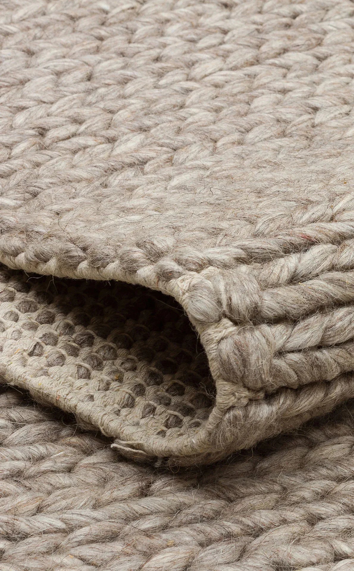 JADE BASKETWEAV BROWN Naturel Kazak Örgü Desenli El Dokuma Örgü Halı - HALI VAGONU