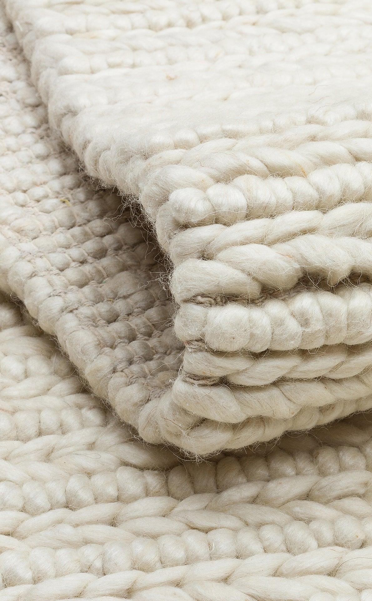 JADE JD 07 WHİTE Naturel Kazak Örgü Desenli El Dokuma Örgü Halı - HALI VAGONU