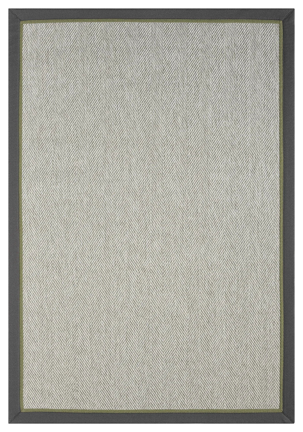 Antrasit Yeşil Kumaş Bordürlü Sisal Halı - El Yapımı, Evcil Hayvan Dostu, Modern Tasarım - HVHB08 - HALI VAGONU