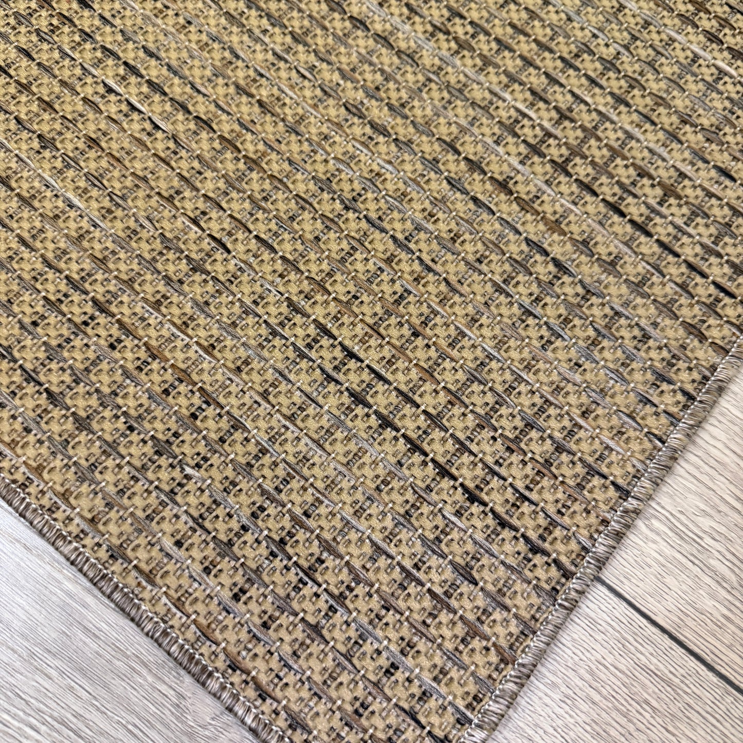 Halı Vagonu JS9903 Kahve Bej Tonlarında Jüt Sisal Halı - Kaymaz ve Dayanıklı, Hav Yapmaz