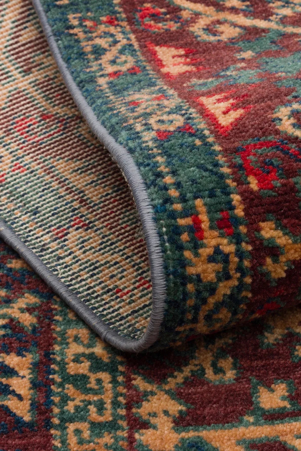 Kadim KDM 09 Red Vintage Anadolu Motiflerine Sahip Yeni Zellanda Yünü ile Üretilen El Emeği Yüksek Kara Tezgah Halısı - HALI VAGONU