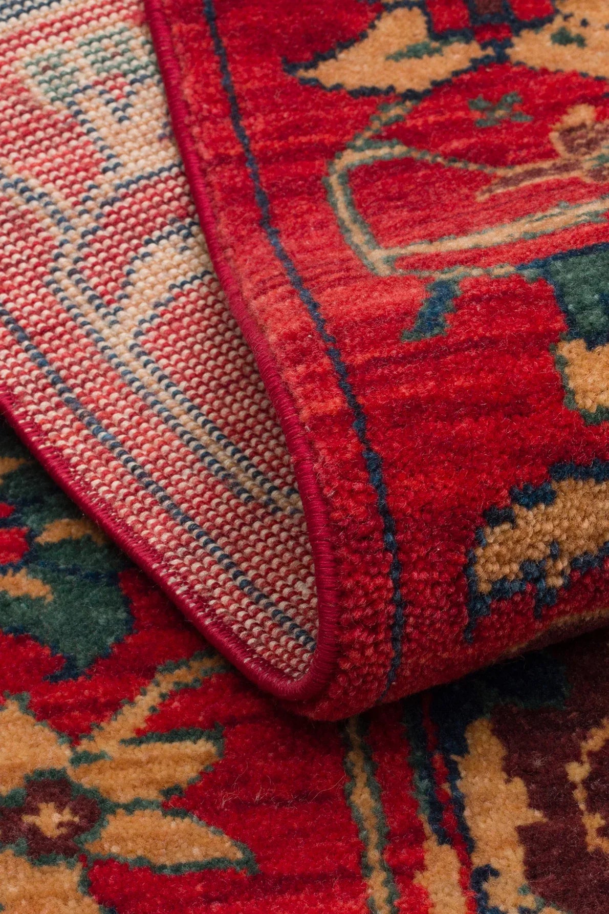 Kadim KDM 05 Red Vintage Anadolu Motiflerine Sahip Yeni Zellanda Yünü ile Üretilen El Emeği Yüksek Kara Tezgah Halısı - HALI VAGONU