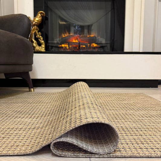 Halı Vagonu JS9903 Kahve Bej Tonlarında Jüt Sisal Halı - Kaymaz ve Dayanıklı, Hav Yapmaz - HALI VAGONU