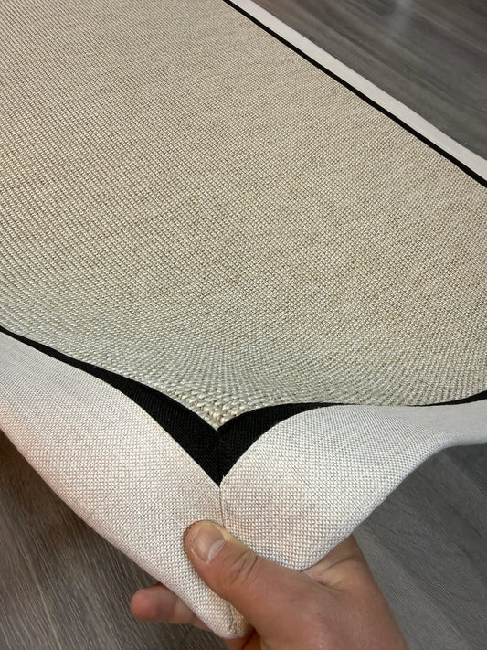 Himalaya Krem Siyah Çift Renk Kumaş Bordürlü 664 Krem Sisal Halı - El Yapımı, Dayanıklı, Modern Tasarım - HVHB26 - HALI VAGONU