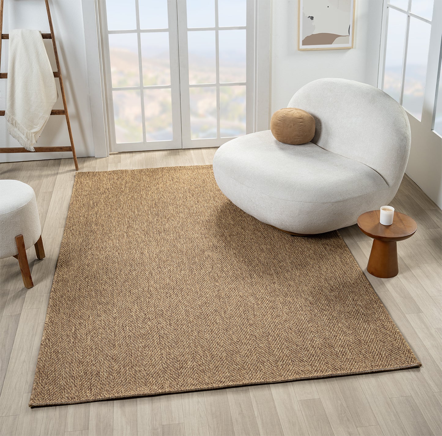 Halı Vagonu Himalaya 665 Kahve Sisal Halı, polipropilen ve polyester malzemeyle üretilmiştir.
