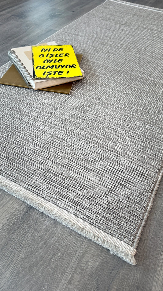 Halı Vagonu Alpaka 8003 Gri Sisal Dokuma Makine Halısı - HALI VAGONU