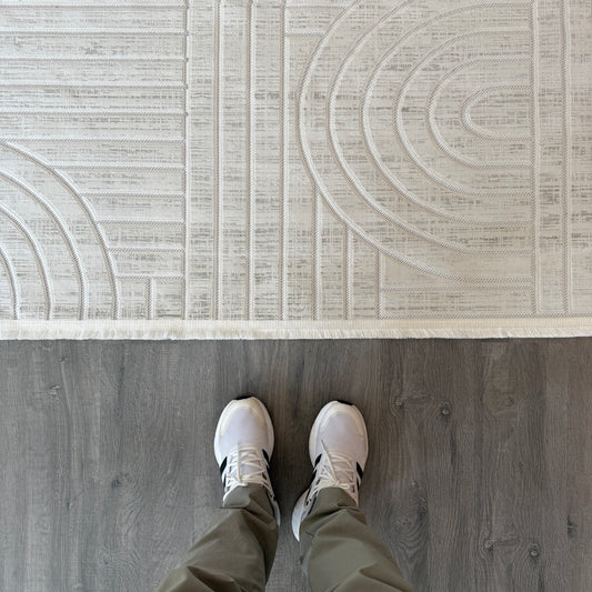 Halı Vagonu Zen Koleksiyonu ZEN-S100 Krem İnce Yıkanabilir Kaymaz Tabanlı Makine Halısı