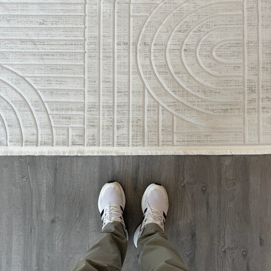 Halı Vagonu Zen Koleksiyonu ZEN-S100 Krem İnce Yıkanabilir Kaymaz Tabanlı Makine Halısı - HALI VAGONU