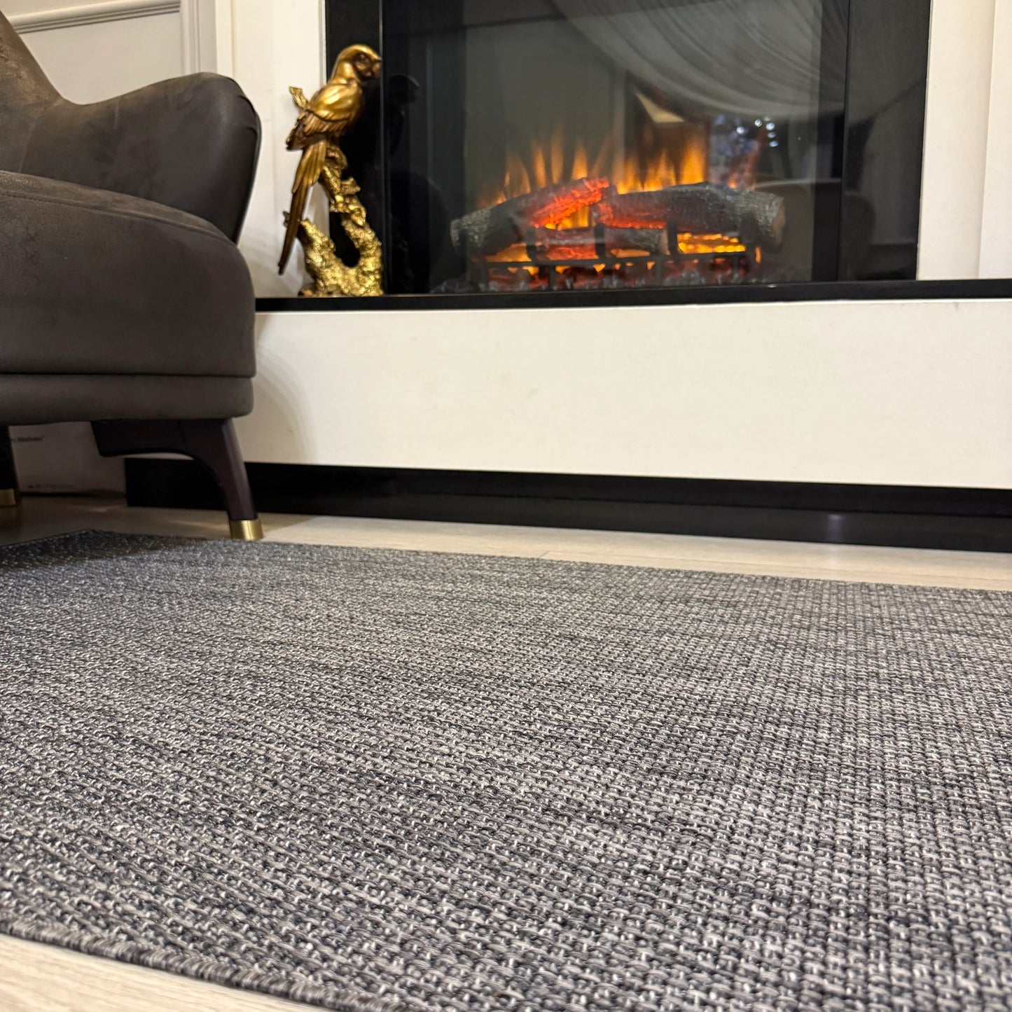 Halı Vagonu JS9901 Gri Antasit Tonlarında Jüt Sisal Halı - Kaymaz ve Dayanıklı, Hav Yapmaz - HALI VAGONU