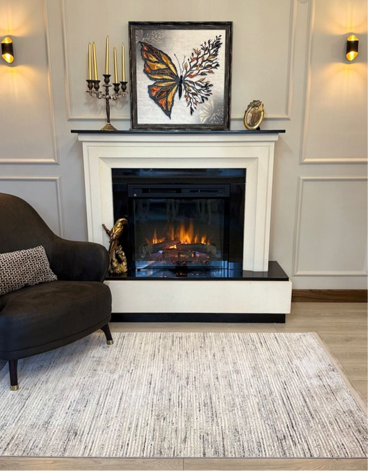 Halı Vagonu Zen Koleksiyonu ZEN04 Gri Beyaz İnce Yıkanabilir Kaymaz Tabanlı Makine Halısı