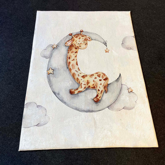 Halı Vagonu HV106 Zürafa Desenli Çocuk Halısı – Yumuşak, Kaymaz Taban & Yıkanabilir - HALI VAGONU