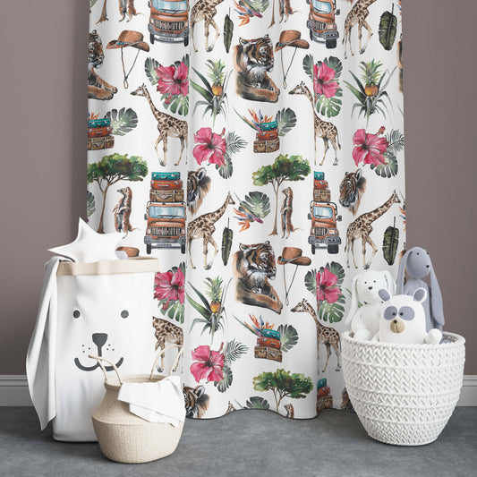 Halı Vagonu HV148 Safari Desenli Kadife Kumaş Fon Perde - Yumuşak dokusu ile ideal bir Çocuk Odası Fon Perde seçeneği.