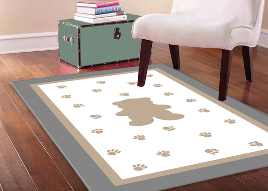 HV246G Ayıcıklı Gri Çocuk Odası Halısı - Yumuşak, Kolay Temizlenebilir, 3 Kalite Seçeneği
