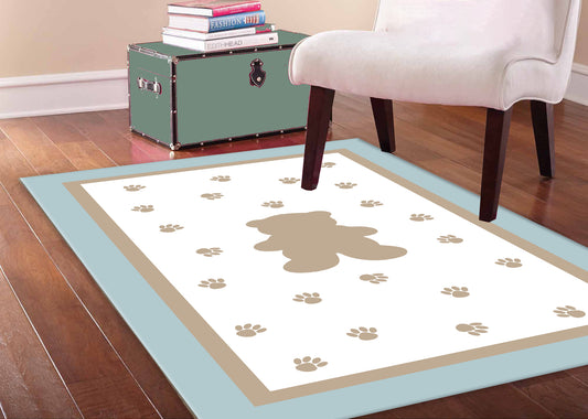HV246M Ayıcıklı Mavi Çocuk Odası Halısı - Yumuşak, Kolay Temizlenebilir, 3 Kalite Seçeneği