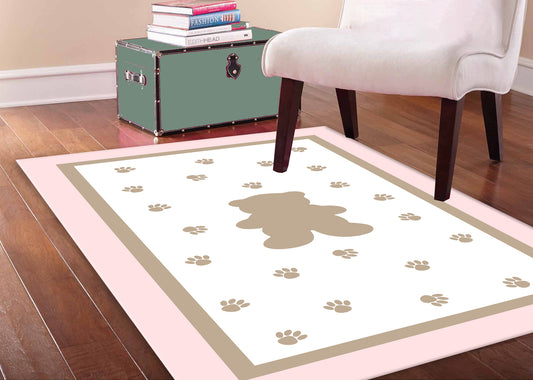 HV246P Ayıcıklı Pembe Çocuk Odası Halısı - Yumuşak, Kolay Temizlenebilir, 3 Kalite Seçeneği