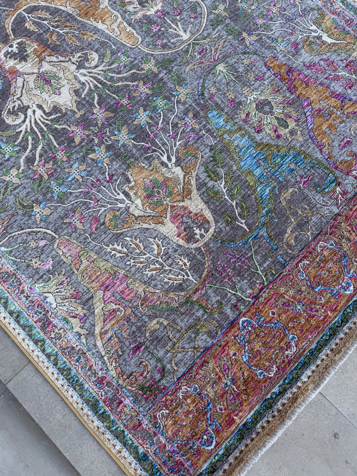 Vintage Bohem Desenli Halı – İpeksi Yumuşak Polyester, Leke Tutmaz & Kolay Temizlenir, Dokuma Salon ve Ofis Halısı - 800 Multi