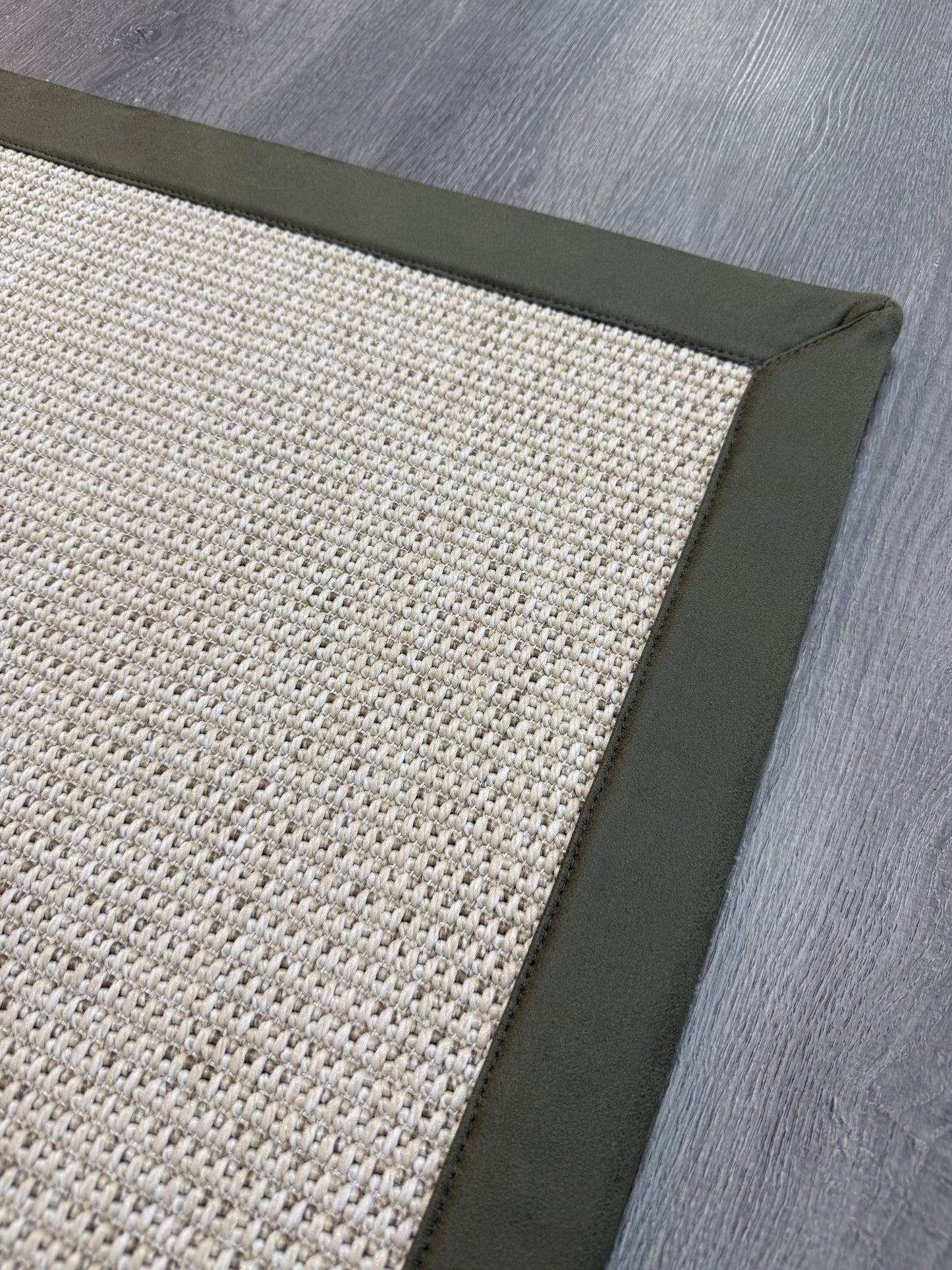 Deri Bordürlü 664 Krem Sisal Halı - El Yapımı, Dayanıklı, Modern Tasarım - HVHB24