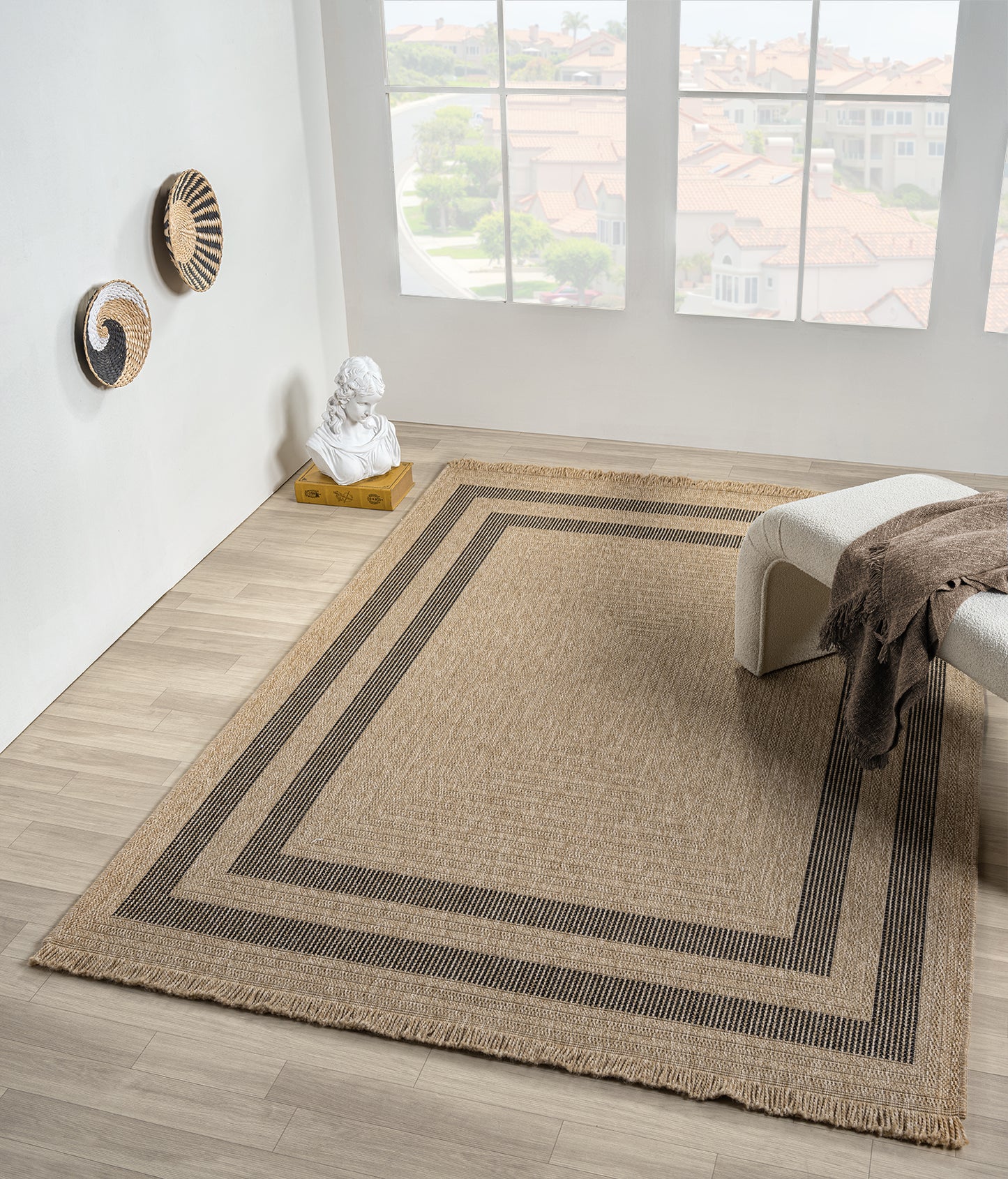 Halı Vagonu Botswana 668 Siyah Sisal Halı - Polipropilen ve polyester malzemeden üretilmiş, modern görünümüyle dikkat çeken sisal halı.
