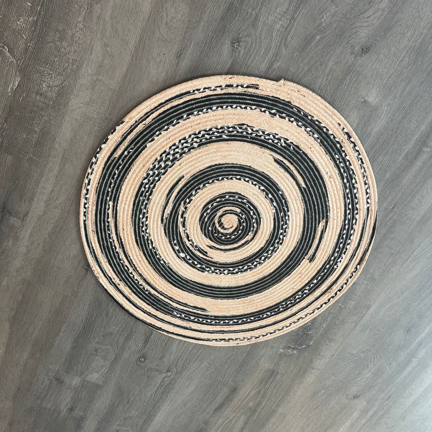 80cm Yuvarlak Çift Taraflı Jüt Görünümlü Örgü Halı