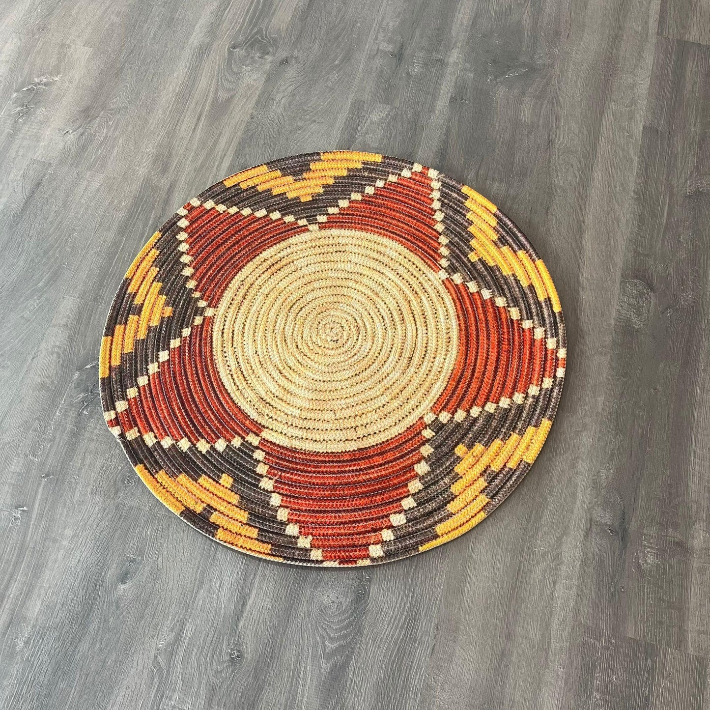 80cm Yuvarlak Çift Taraflı Jüt Görünümlü Örgü Halı - HALI VAGONU