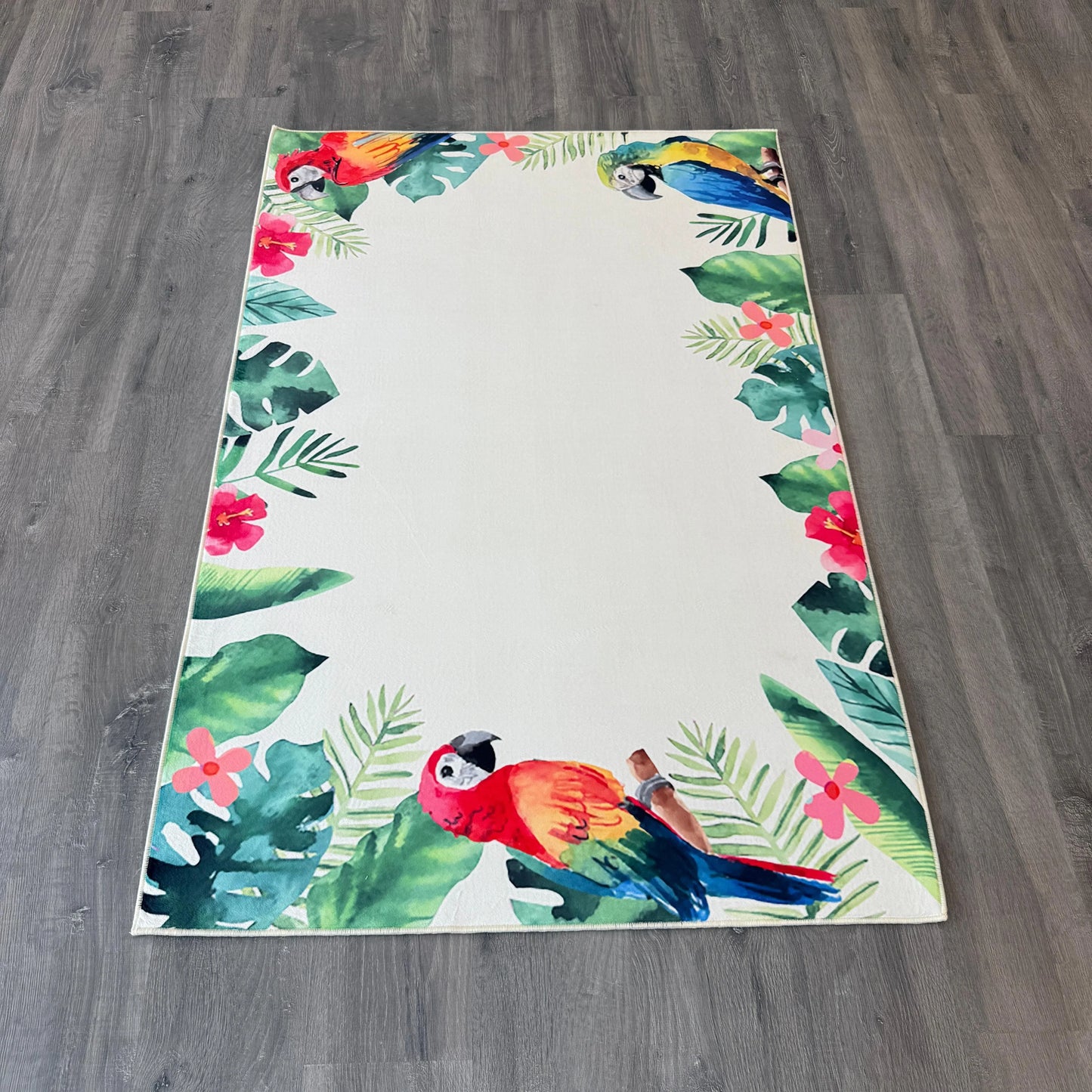 100x150 11mm Deri Taban Tropikal Desenli Dijital Baskı Halı - HALI VAGONU