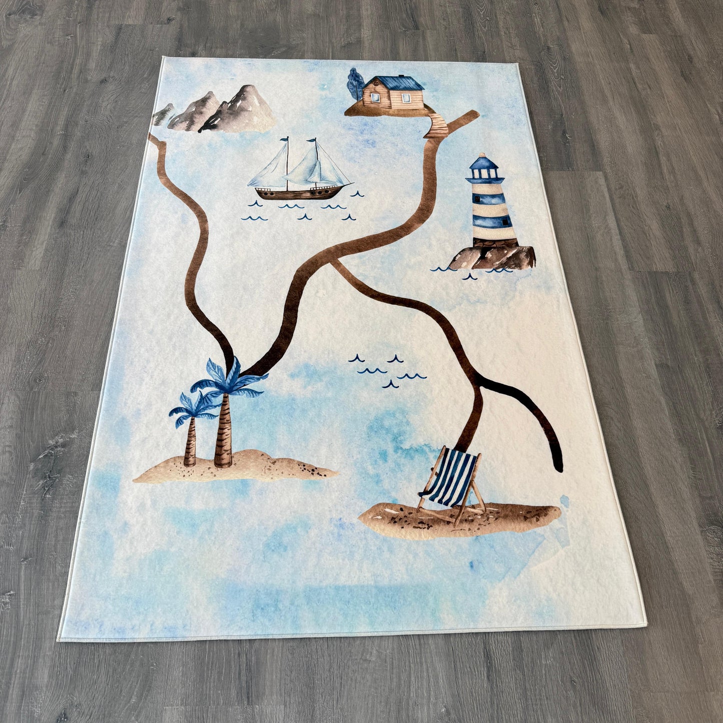 100x150 11mm Deri Taban Denizci Çocuk Odası Halısı