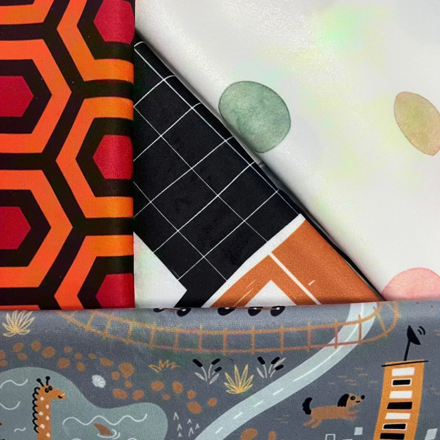 Halı Vagonu HV503 Geometrik Desen Çocuk Odası Kadife Kumaş Fon Perde - HALI VAGONU