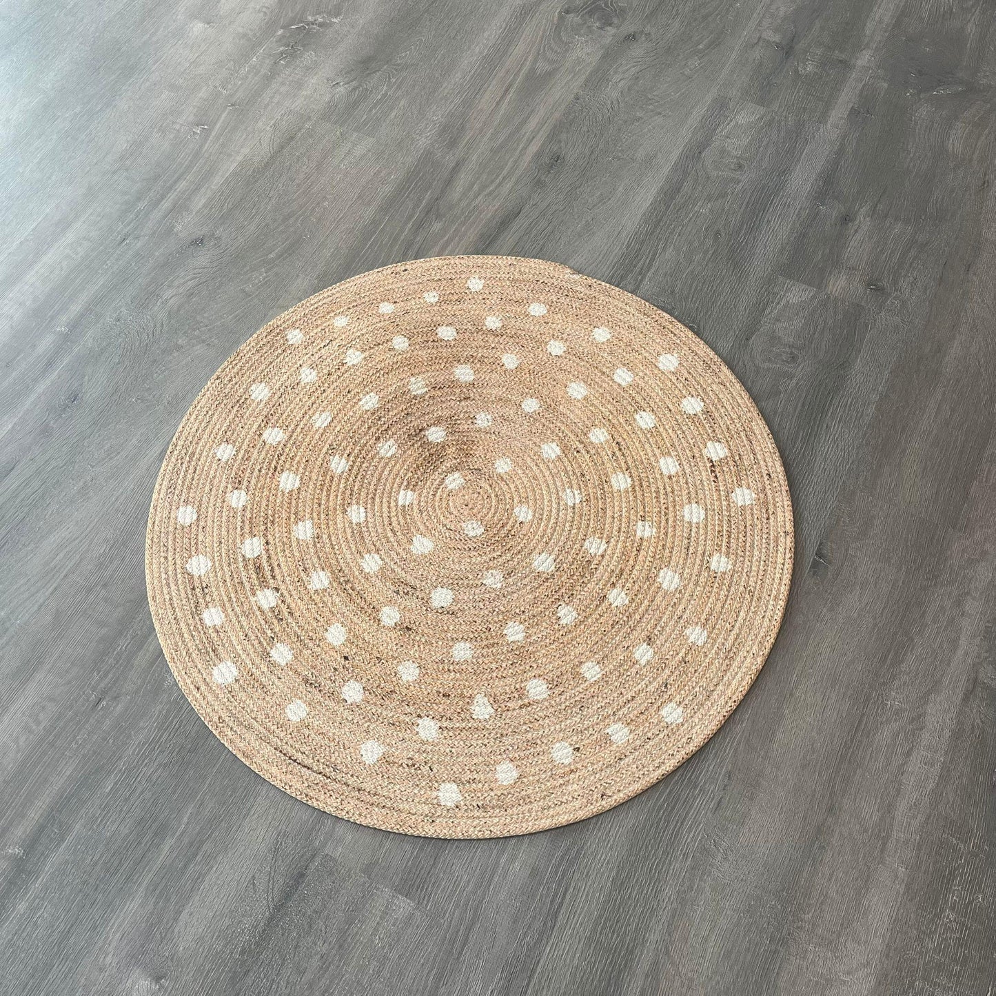 80cm Yuvarlak Çift Taraflı Jüt Görünümlü Örgü Halı - HALI VAGONU