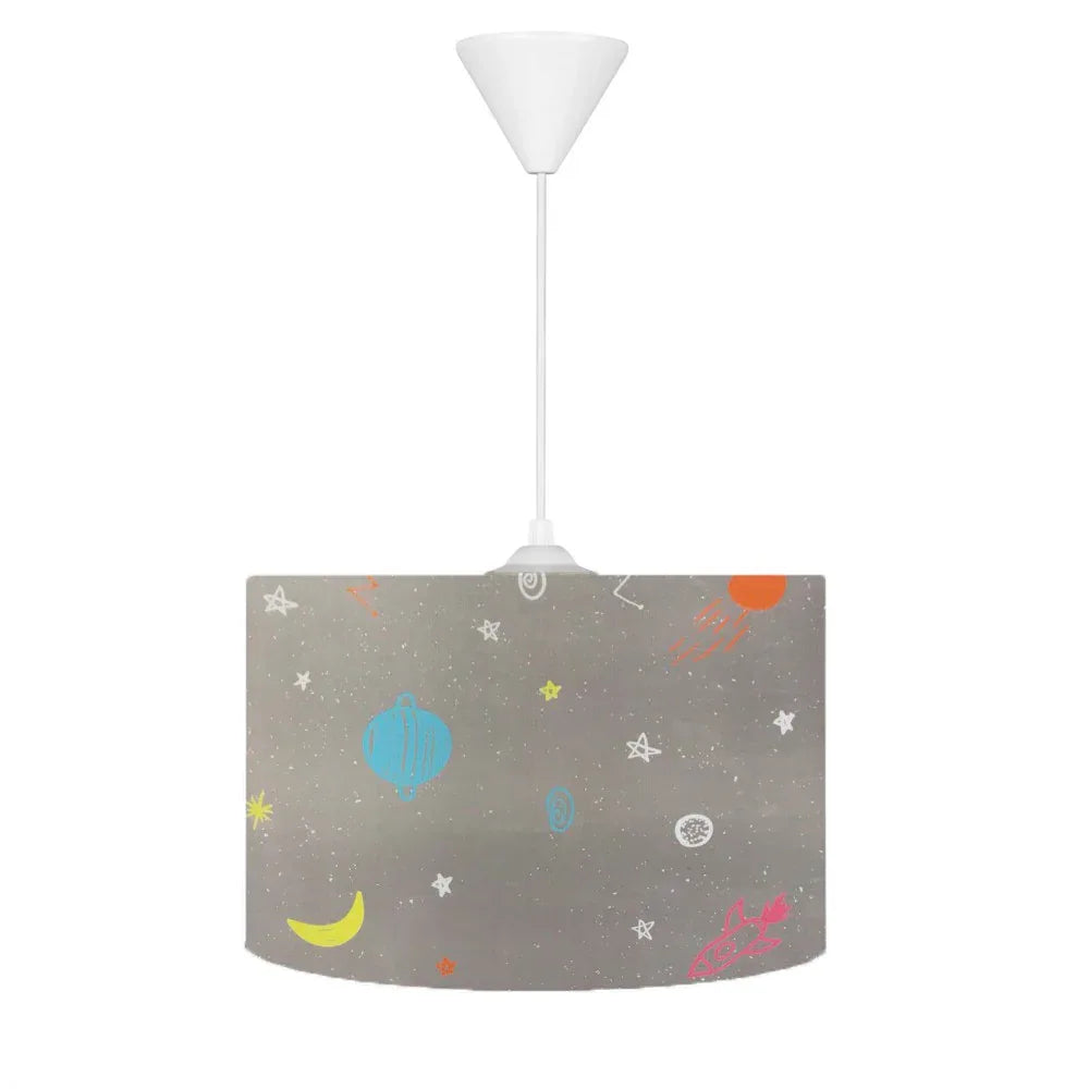 HV312 Gri Uzay Desenli Çocuk Odası Sarkıt Avize - HALI VAGONU