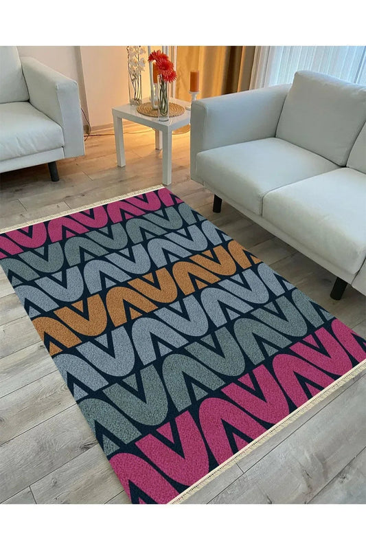 Cotton Serisi Çıtır A Harfli Modern Desenli Dekoratif Dokuma Taban Kilim - HALI VAGONU