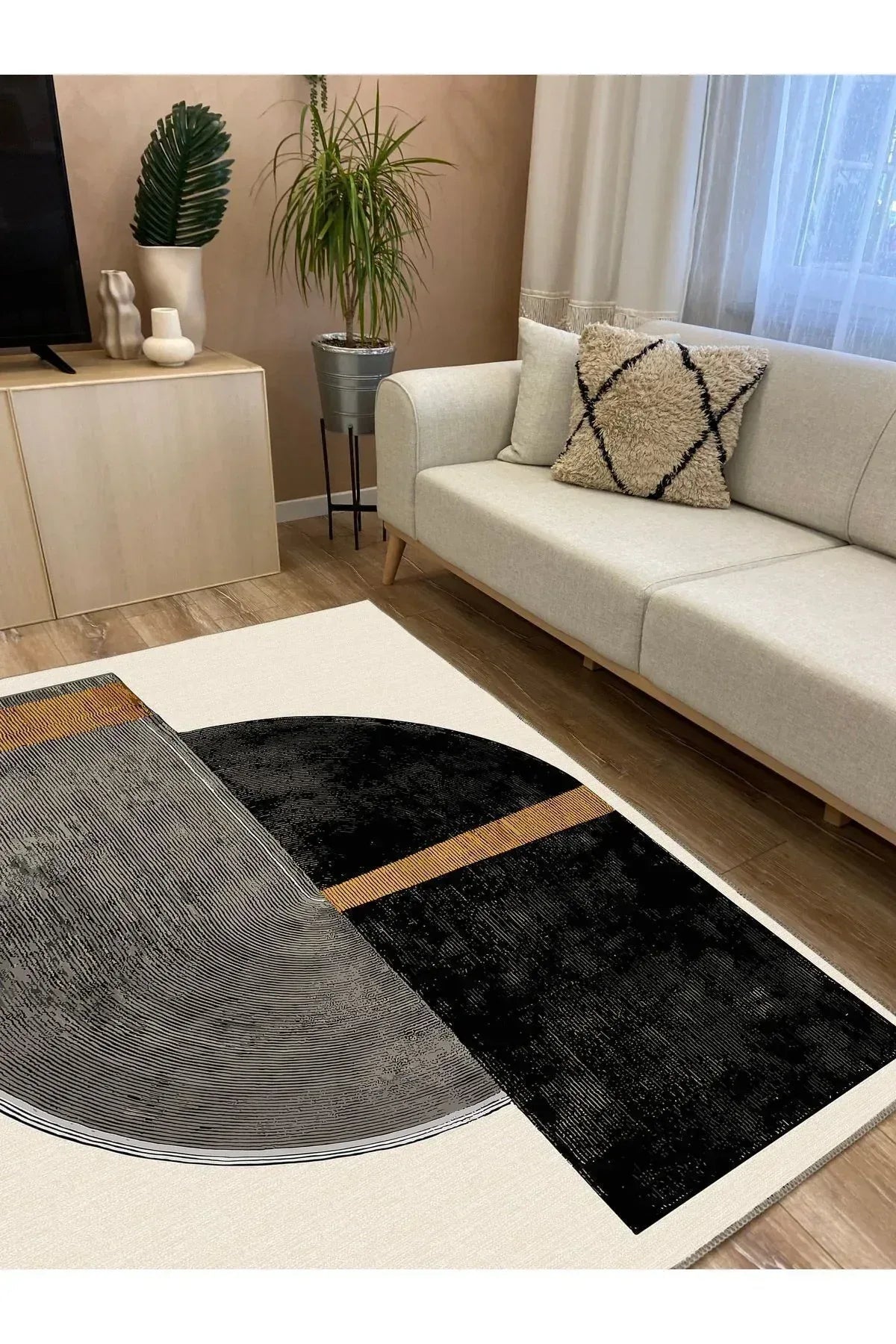Halı Vagonu 26 Halı Bej Tonlarında Salon Halısı Pelüş Ve Iskandinav Halı Dekorafif Yıkanabilir - HALI VAGONU
