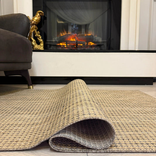 Halı Vagonu JS9903 Kahve Bej Tonlarında Jüt Sisal Halı - Kaymaz ve Dayanıklı, Hav Yapmaz - HALI VAGONU