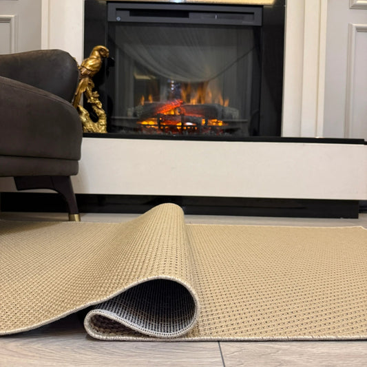 Halı Vagonu JS9905 Kahve Tonlarında Jüt Sisal Halı - Kaymaz ve Dayanıklı, Hav Yapmaz - HALI VAGONU