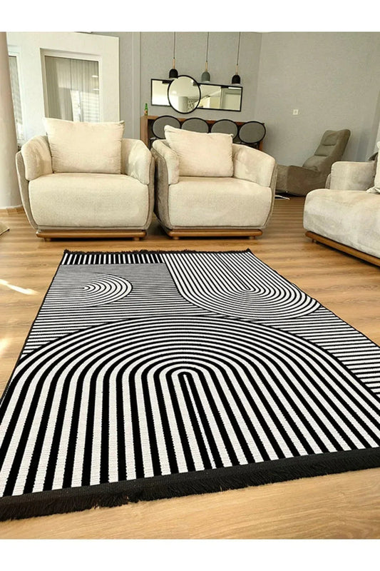 Halı Vagonu130 Iskandinav Modern Halı Dekoratif Salon Halısı Saçaklı Yıkanabilen Halı - HALI VAGONU