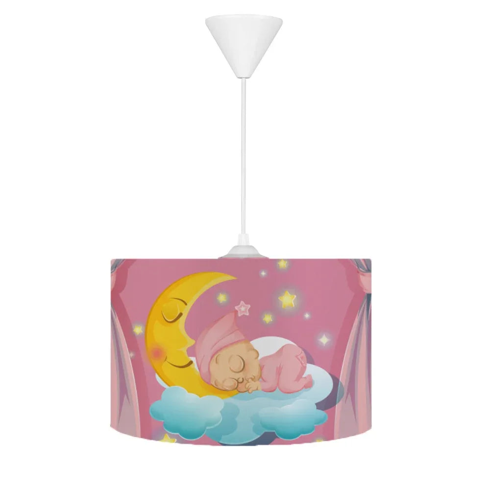 HV305 Bebek ve Aydede Pembe Çocuk Odası Sarkıt Avize - HALI VAGONU