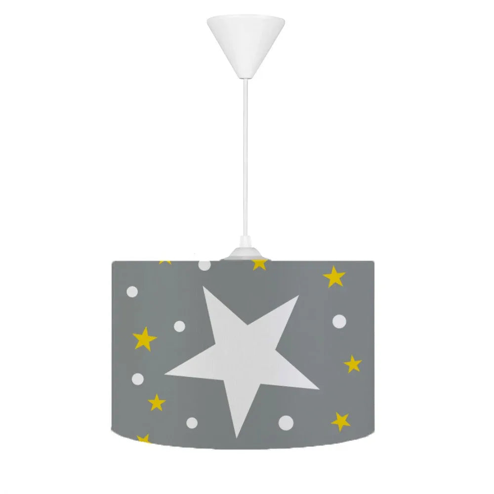 HV314GSB Yıldızlı Gri Sarı Çocuk Odası Sarkıt Avize - HALI VAGONU